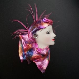 Vintage Lady Face Brooch